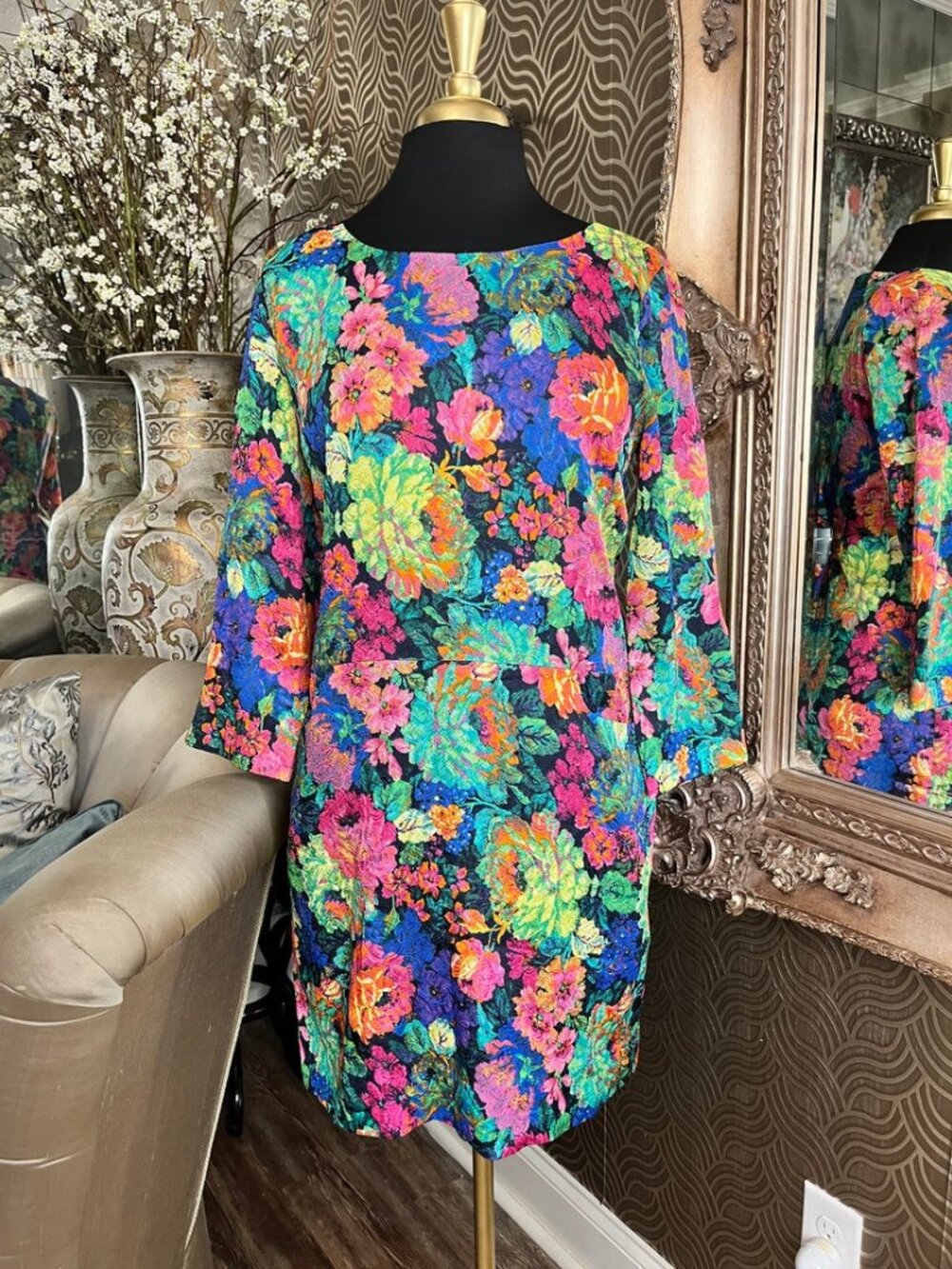 HD in Paris Anthropologie colorful vibrant floral print dress
